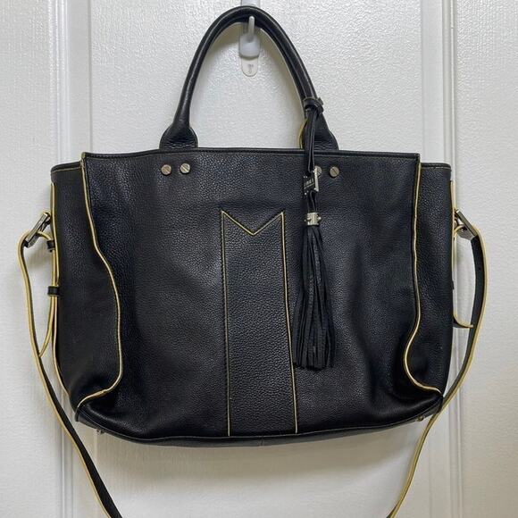 Aimee Kestenberg black and yellow tote purse - Picture 1 of 11